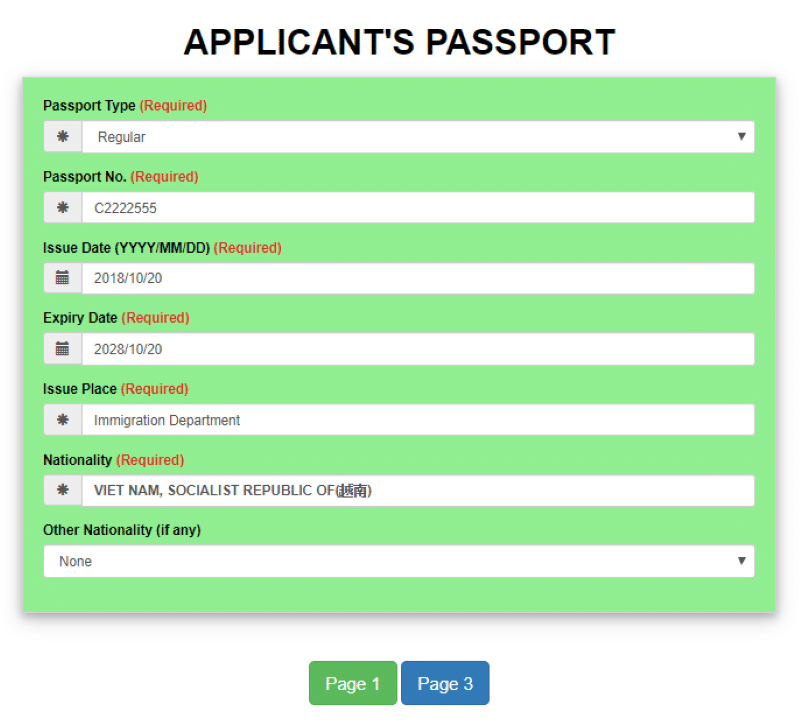 Hướng dẫn cách điền đơn xin visa Đài Loan online 3