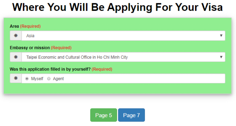 Hướng dẫn cách điền đơn xin visa Đài Loan online 7
